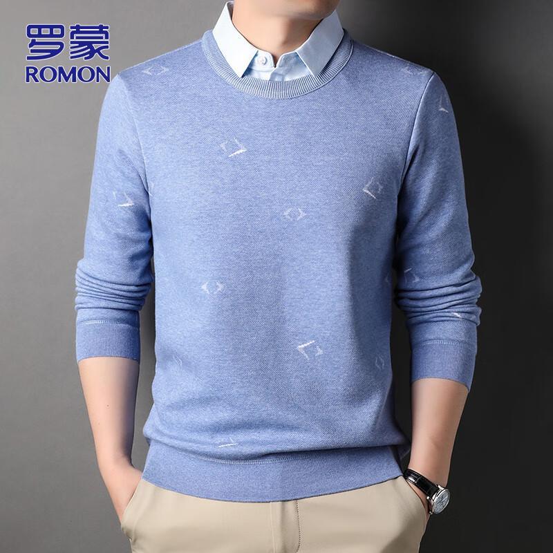 ROMON Men's Faux Two-Piece Knit Sweater