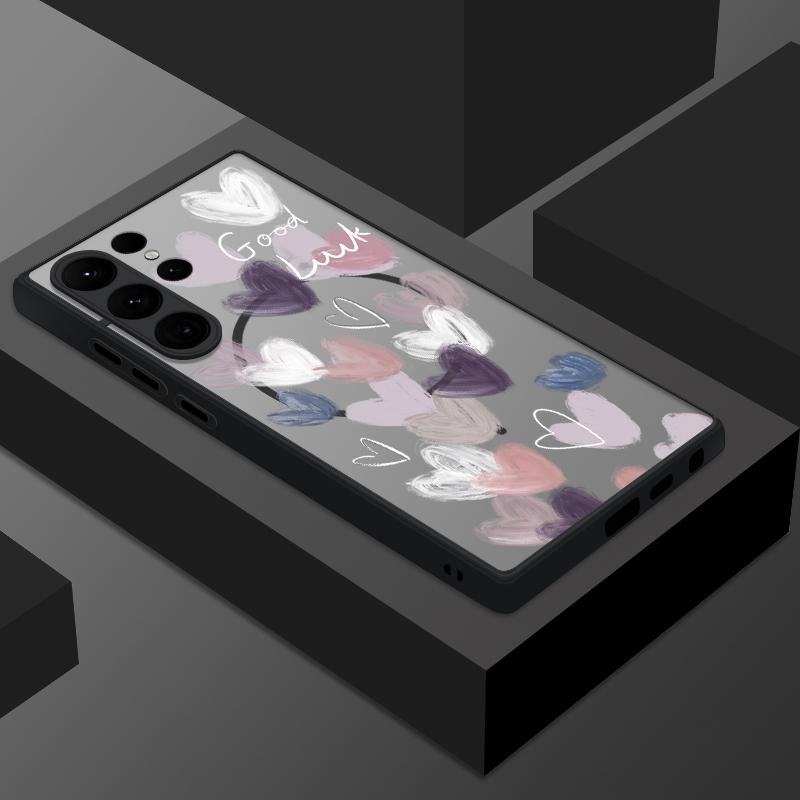 Magnetic Romantic Love Hearts Case For Samsung Galaxy S25 S24 FE S25 Edge S24 S23 S22 S21 Ultra S25 Plus For Magsafe Phone Cover