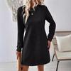 Autumn and Winter Simple and Versatile Dresses Textured Round Neck Long-sleeved Women's Dresses