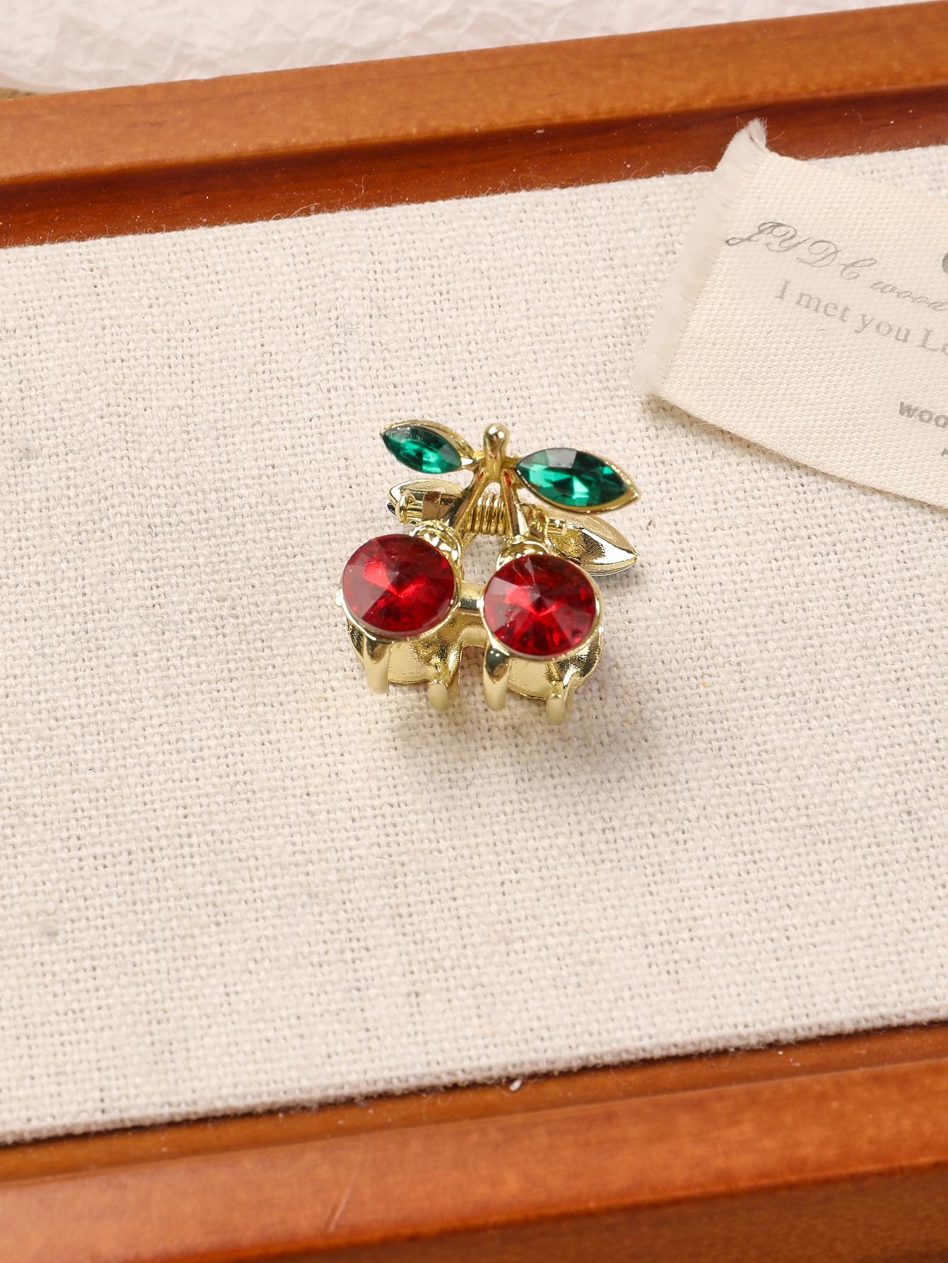 

Корейская нежная мини-заколка для волос с вишней из страз, металлическая заколка для волос, женский краб-клип для волос, ювелирное изделие, блестящие подарки, аксессуар для волос