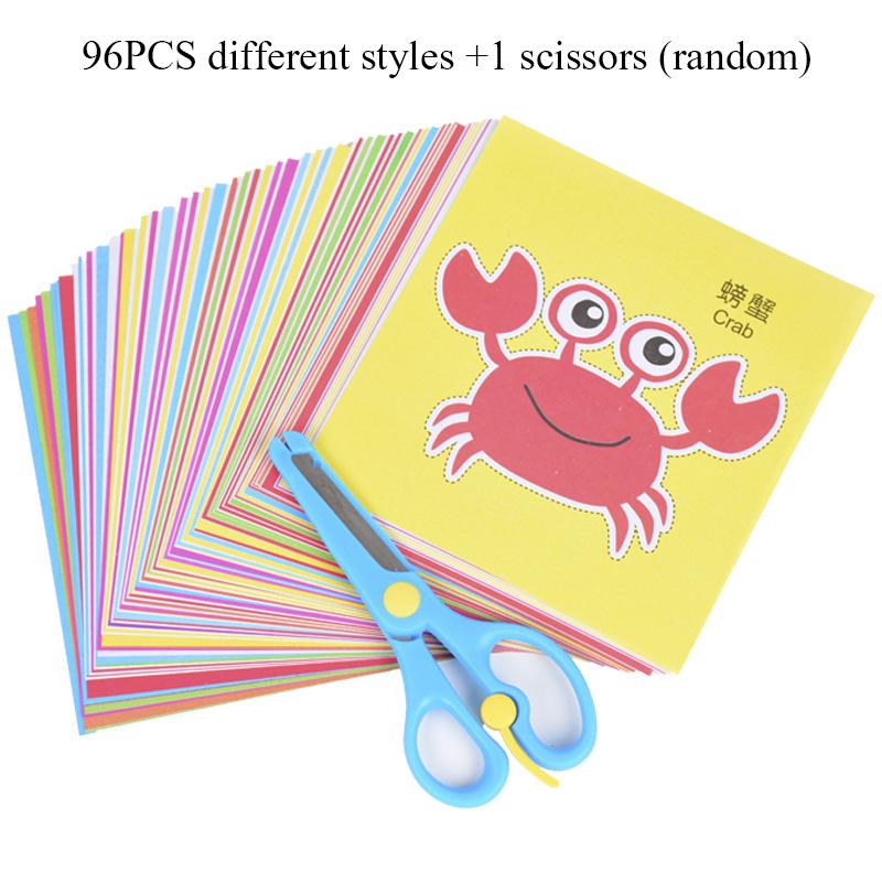 96 Pcs Children Cartoon DIY Colorful Paper Cutting Folding Toys Kids Craft Animal Handcraft Paper Art Learning Educational Toys