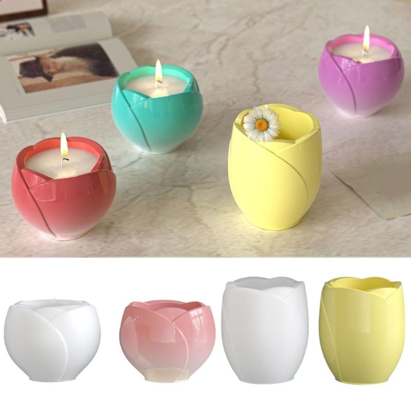 Silicone Tulips Mould For Resin Crafting And Plasters Storage Cups Flexible Designs Easy Demolding Jewelry Holder Gift