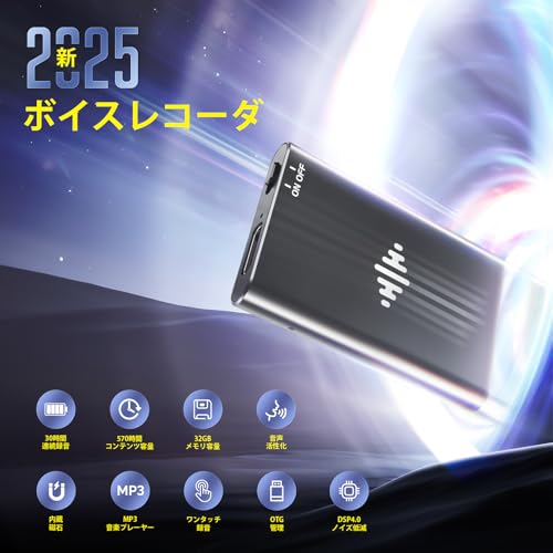 Coptdyy Compact Voice Recorder with 32GB Memory, AI Noise Reduction, High-Quality Recording, 570 Hours of Recording Time, OTG Connection, for Meetings