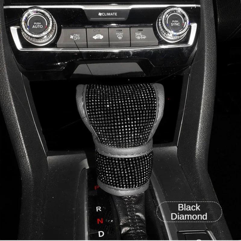 

Блестящий чехол для рычага переключения передач автомобиля, кожаный чехол для ручки переключения передач автомобиля, универсальные хрустальные стразы, автомобильные аксессуары для женщин