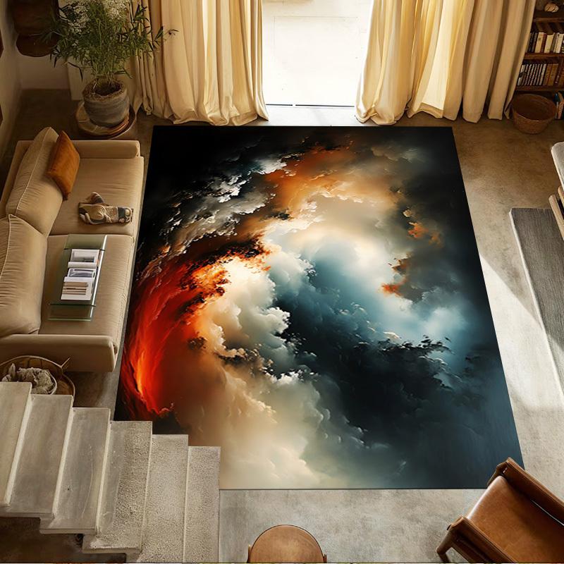 Fire Smoke Crystal Velvet Chair Mat Area Rug - Non-Slip, Floor Mat, Office Desk Chair Rugs, Bedroom Decor.Christmas Gift-1106060