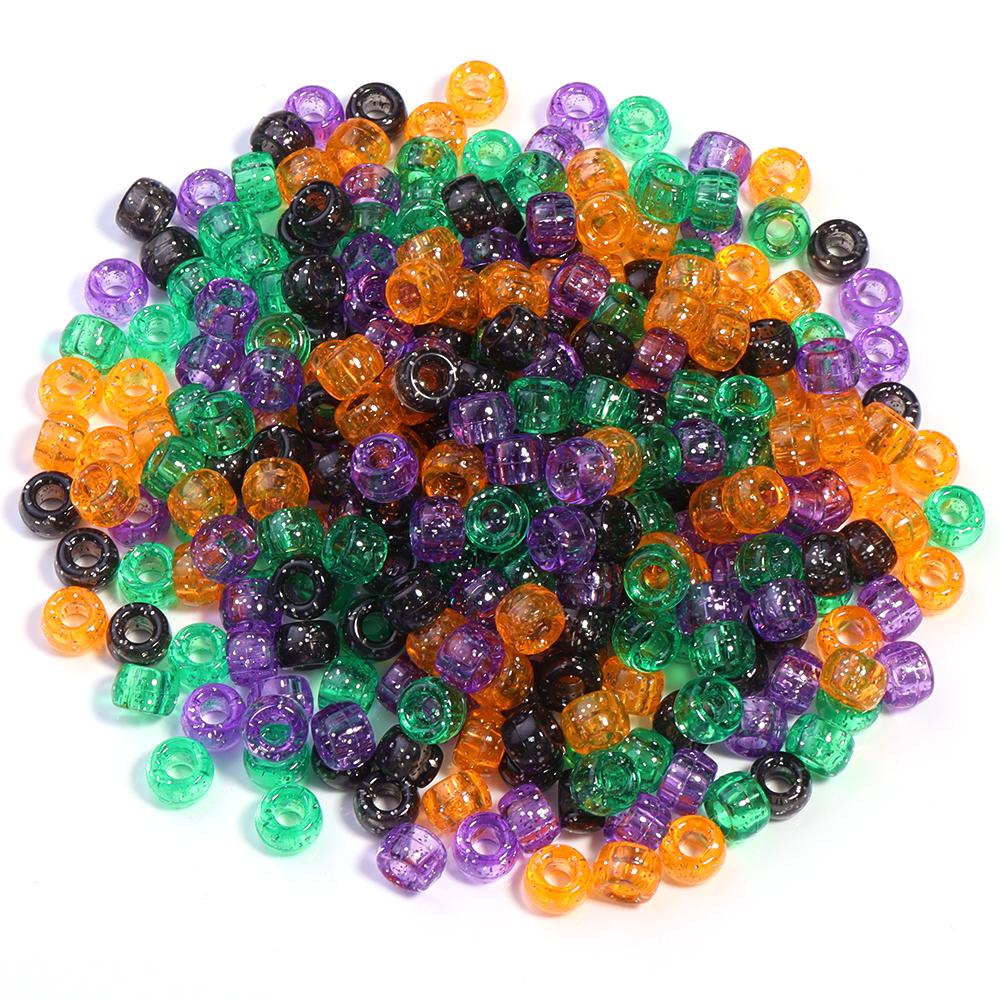 200pcs/lot Colored Acrylic Big Hole Beads For Jewelry Making Loose Spaced Round Bead DIY Bracelet Necklace Accessories Wholesale