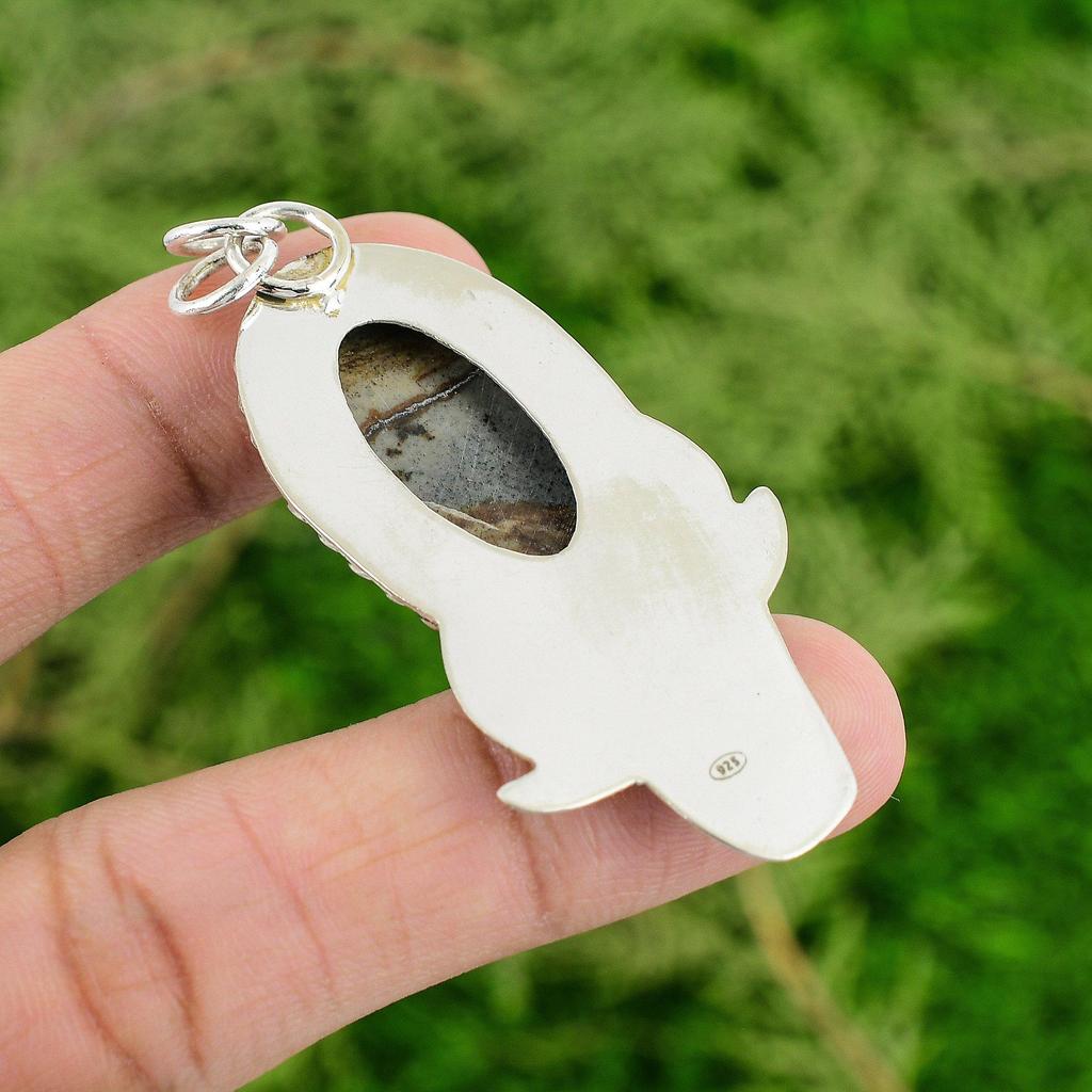 Daughters Day Deal 925 Silver Polychrome Jasper Gemstone Wife Pendant Jewelry