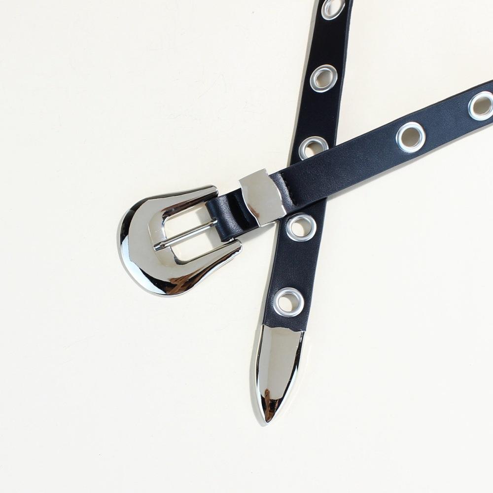 Niche Rivet Decorative Three-Piece Set Button Head Belt Thin Belt Punk Belt Women