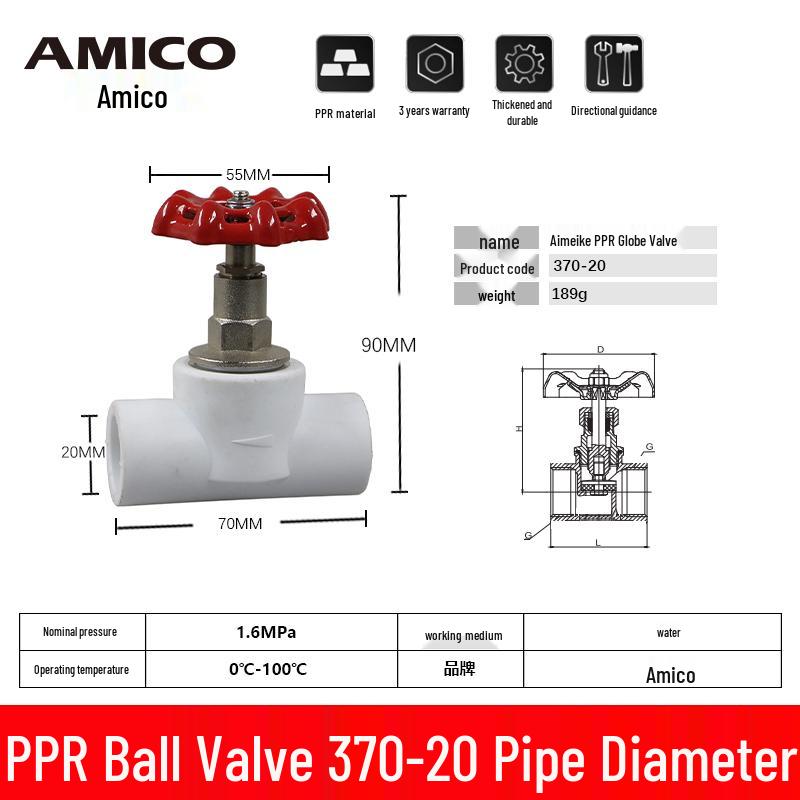 Emiko PPR Hot/Cold Water Gate Valve with Copper Core - 25 Pipe 7650
