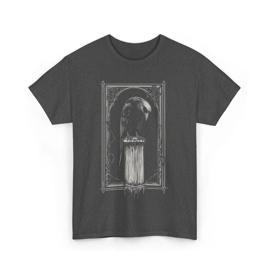 Raven Gothic Shirt Dark Academia Crow Tee Vintage Graphic Ink Bird Art Occult Aesthetic Literary Witchy Goth TShirt Men Clothing