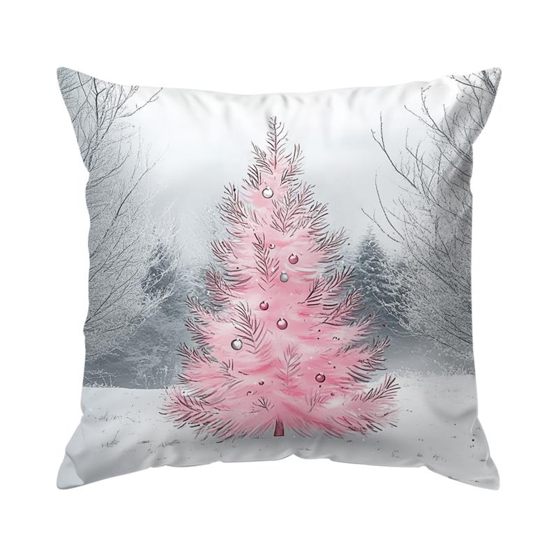 Home Decor Pink Gnome & Snowman Christmas Pillows Pattern Cushion Cover Suitable for Sofa Bedroom Car Pillow Cover