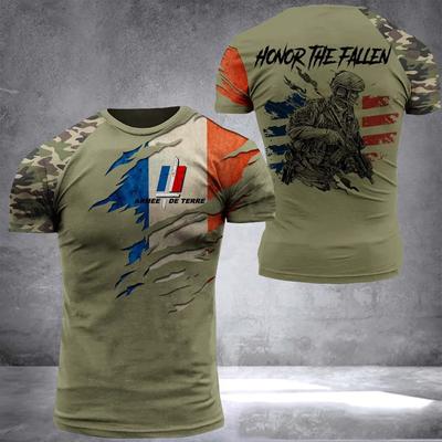 2024 Zomer Veld Veteraan Camo Commando T-shirt Korte Mouw Top Nieuwe Leger Veteraan 3D Geprint T-shirt voor Mannen Franse Soldaat 6XL