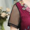 Summer Women's Plus Size Blouse Loose Mesh Printed V-Neck Short Sleeve Blouse