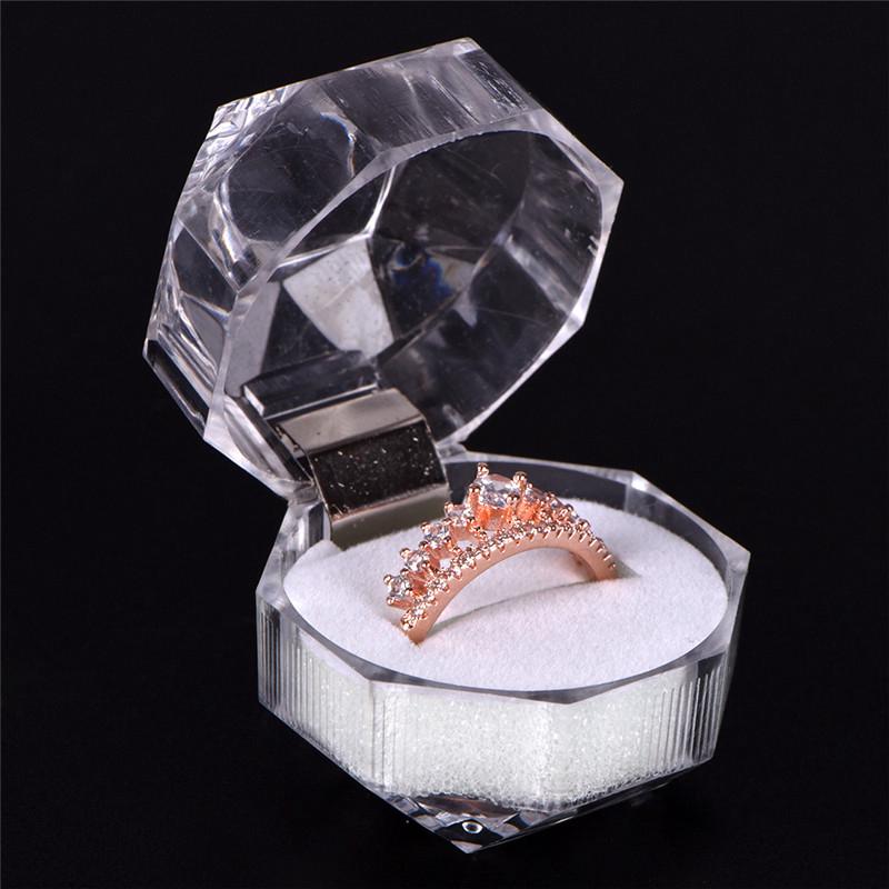 Clear Acrylic Jewelry Gift Box For Ring Holder Wedding Engagement Present