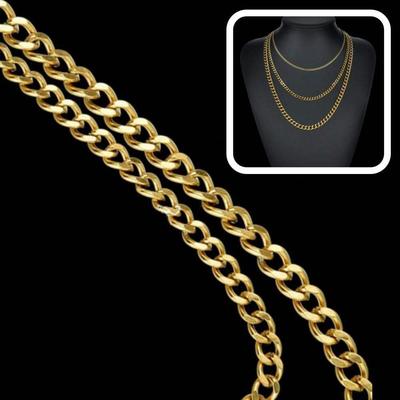 Men's Pure Gold Necklace, Surgical Steel Snake Chain, 5mm Gold Necklace