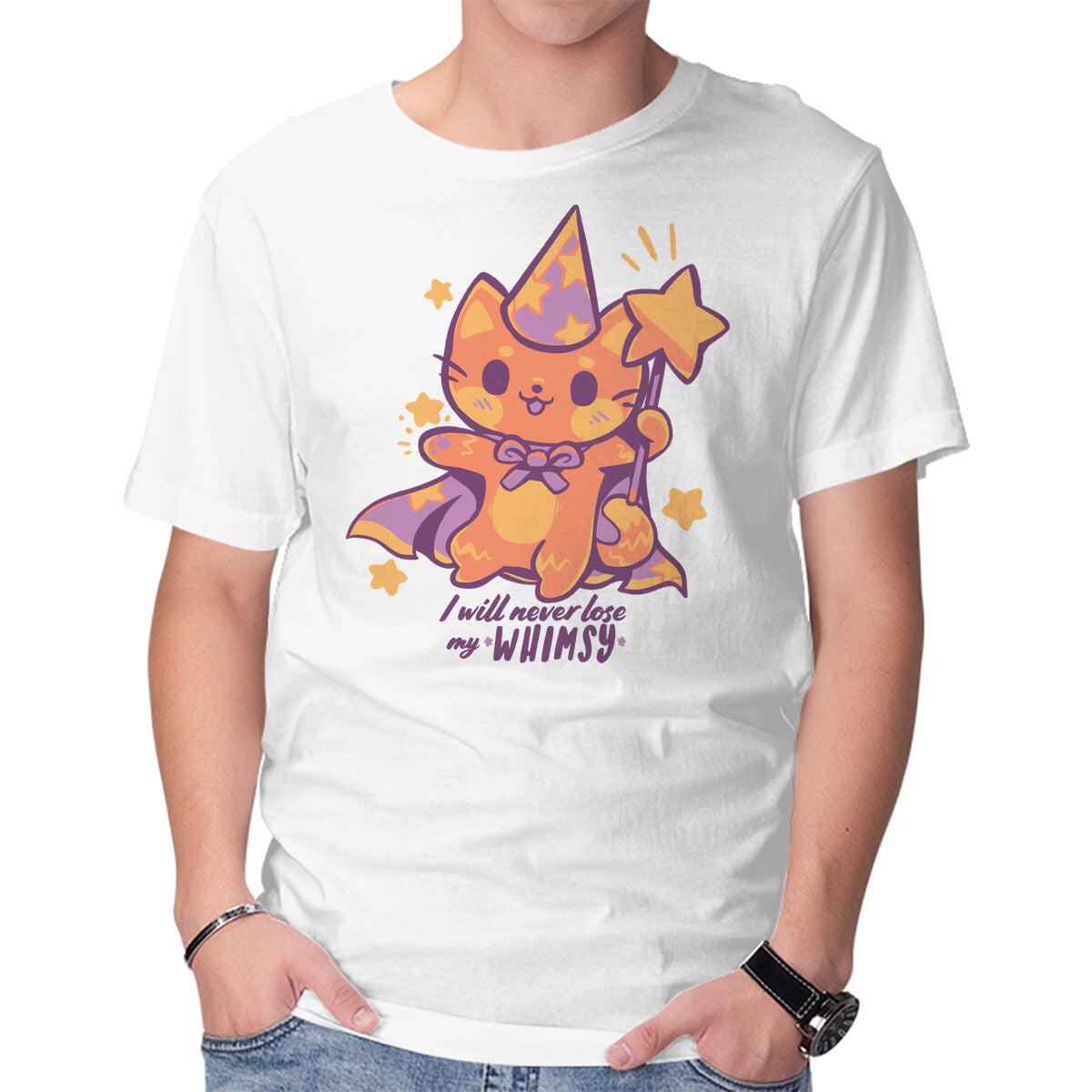 Unisex Crew Neck T-Shirt Never Lose My Whimsy Graphic Short Sleeve Casual Tee S