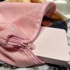 Fashion Cotton Cosmetic Bag Large Capacity Checkered Storage Handbag Pink/Blue/Yellow Makeup Bag Women