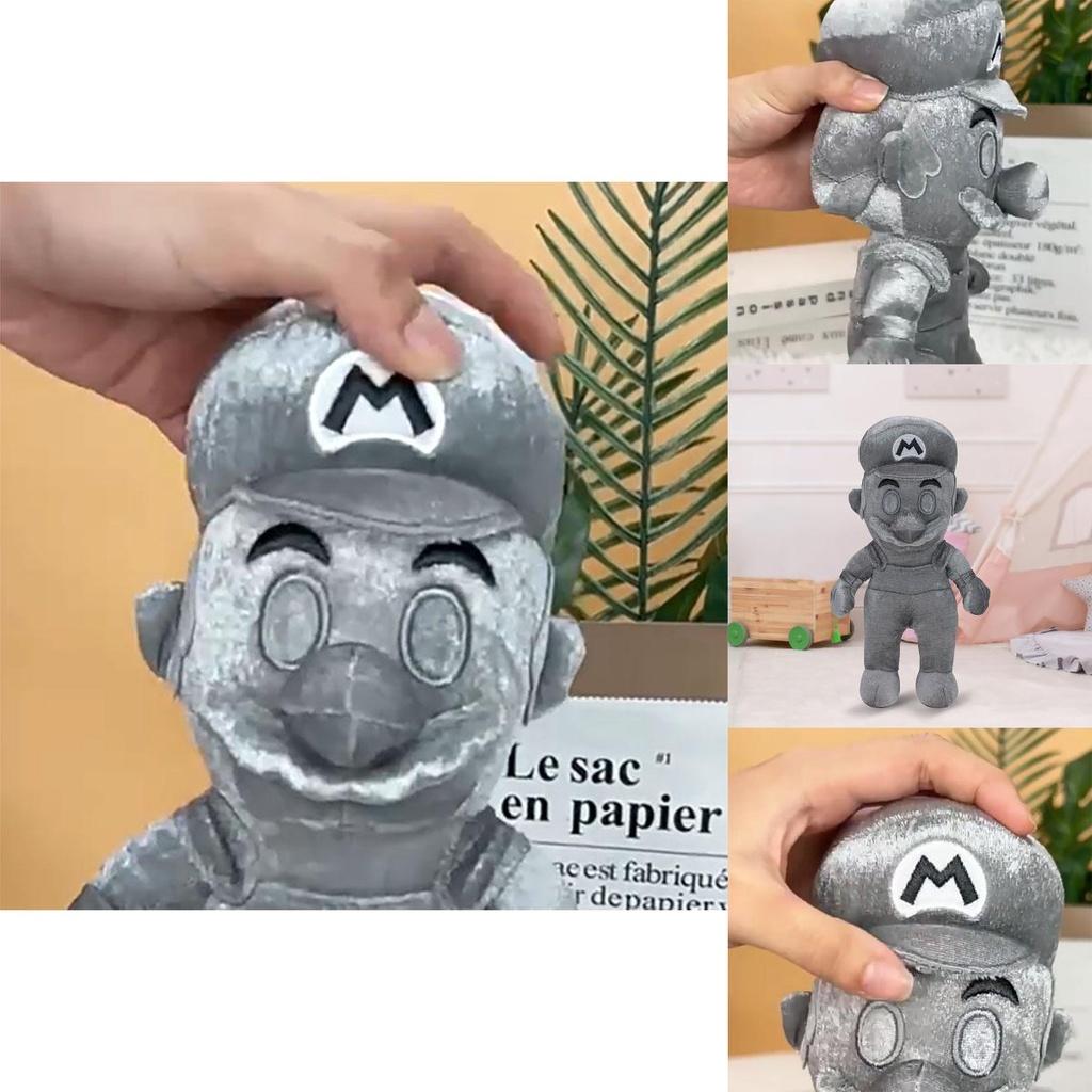 Pelúcia Super Mario 28cm Mario Prata Posição Sentada Mario de Metal Atacado