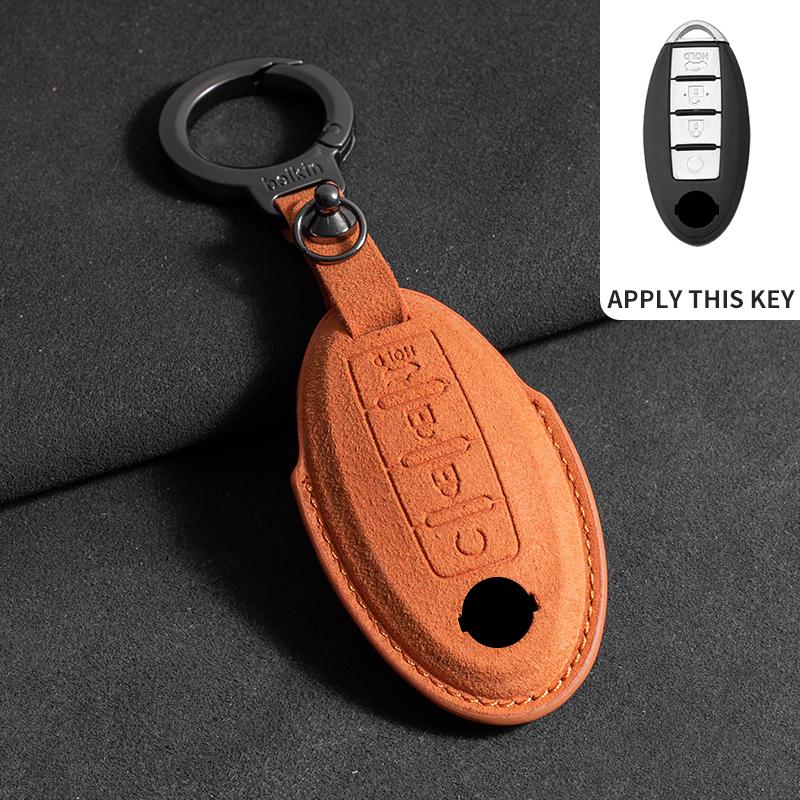 Suede Car Key Case Cover Shell for Nissan X Trail T32 Rogue Patrol Murano Htrail Maxima Altima Qashqai Leather Sylphy Key Bag