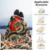 1PC Custom Name Dragon Flowers Tattoo flannel blanket versatile,all-season throw suitable for the living room,bedroom,camping,travel,and gift