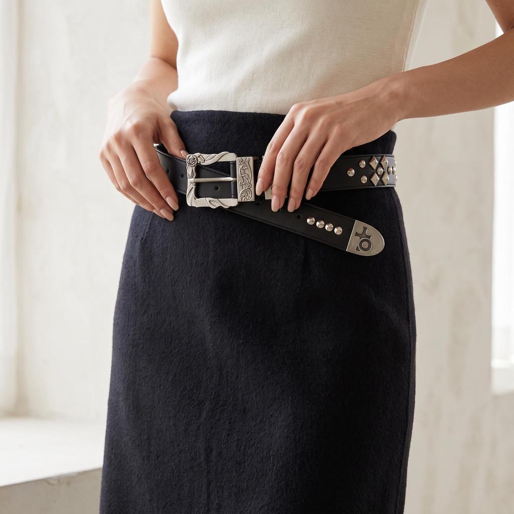 Studded Belt Punk Accessory Streetwear for Jeans