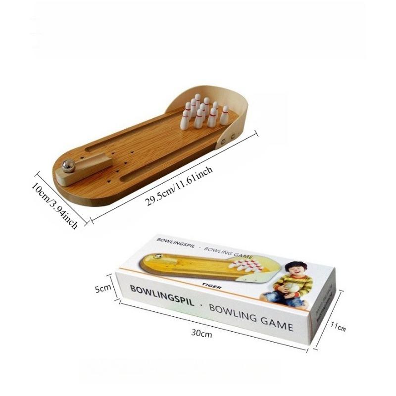 1SET Mini Bowling Table Games Wooden Children's Educational Innovative Toys Solid Wood Parent-Child Fun Balls