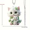 Cat Car Hanging Decoration Cartoon Acrylic Car Hanging Ornament Rearview Mirror Car Decoration Gift with Chain