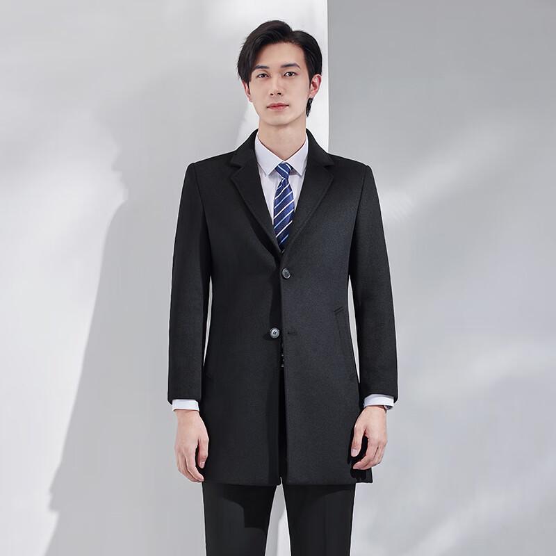 Professional Wool Blend Mid-Length Business Coat 2XL