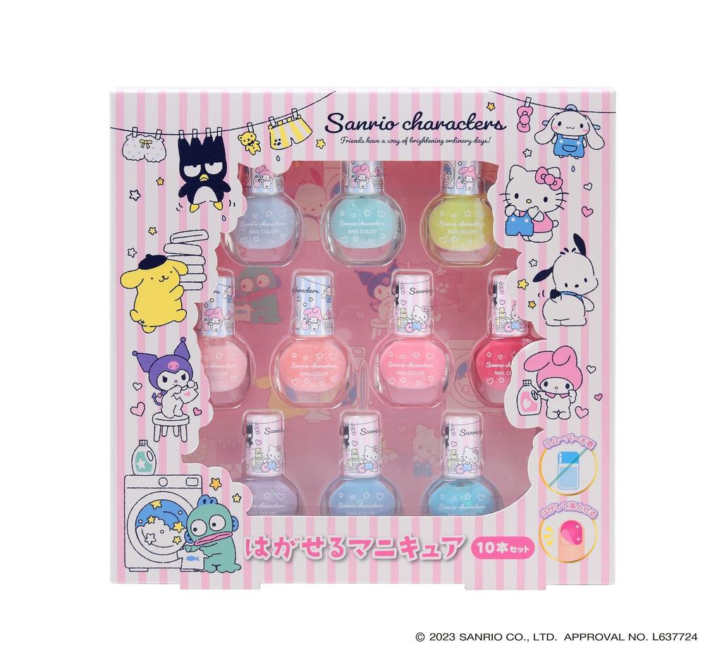 Race Sanrio Characters Peel-Off Nail Polish, 10-Piece Set, 230729
