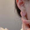 Fashion super flash crystal love stud earrings women's summer ins temperament cold wind small exquisite earrings new