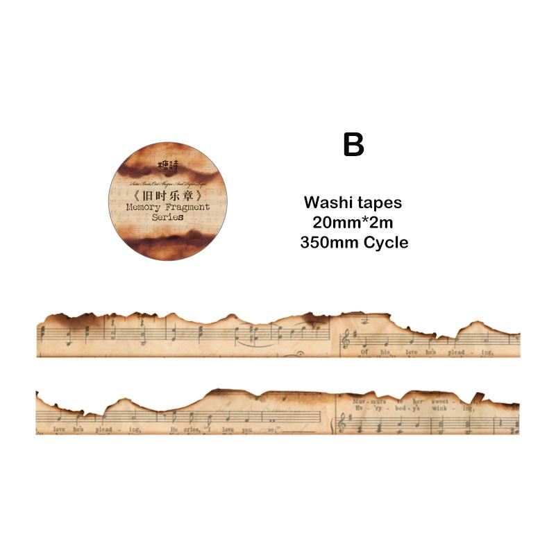 Journamm 20mm*2m Burning Washi Paper Tapes Decor Junk Journal DIY Scrapbooking Vintage Collage Materials Aesth Stationery Tapes