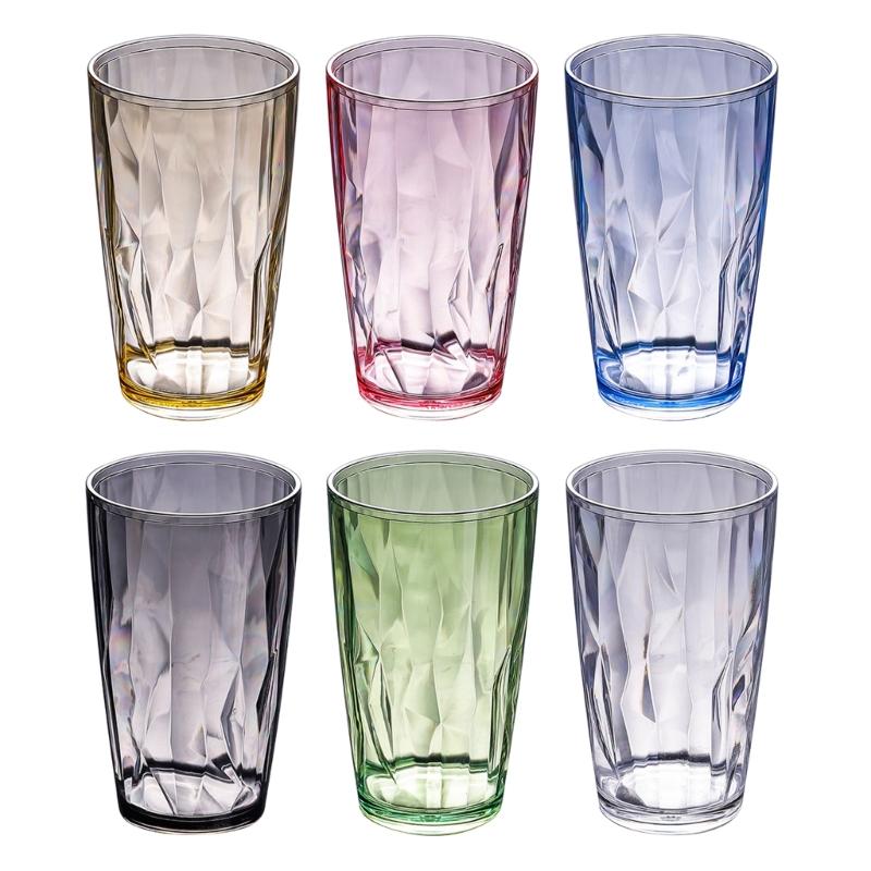 Acrylic Drinking Glasses 490ml Shatterproof Water Tumblers Unbreakable Beer Cup R7UB