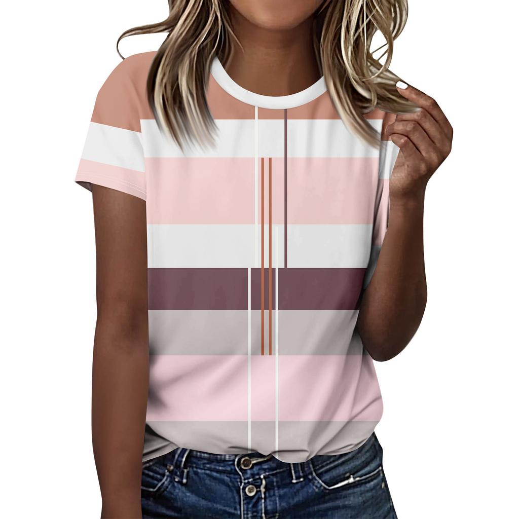 T-Shirts für Damen, Damen Kurzarm Tops Schick Sommer O-Ausschnitt Lässig Trendige Blusen Tunika Tops Unabhängigkeitstag