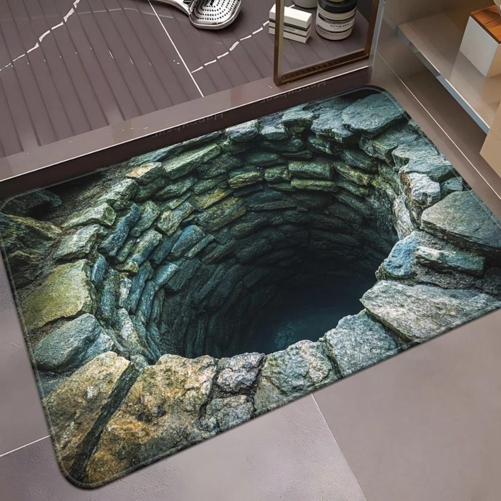 Non-slip Bathroom Carpet 3D Flat Bedroom Door Rug Creativity Optical Illusion Doormat  Home Decor