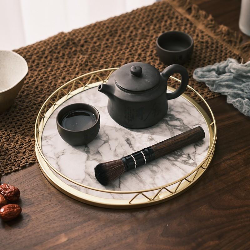 Minimalist Marble Snack Tray With Storage For Home Office And Relaxation