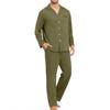 Men's Comfortable Button-Down Pajama Set Long Sleeve Loungewear for Sleep and Home