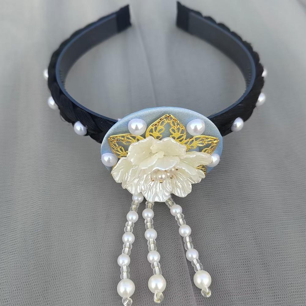 Bentiță de păr Hanbok cu perle, ciucure, pentru scenă, dans, cerc de păr, bentiță coreeană clasică, spectacol