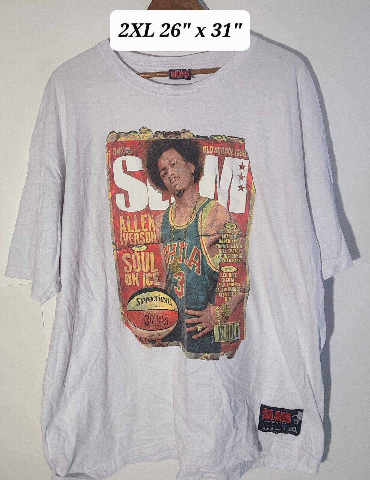 Vintage Y2K Slam Althletic Apparel Allen Iverson White 2XL T-Shirt Unisex T-Shirt XXXL