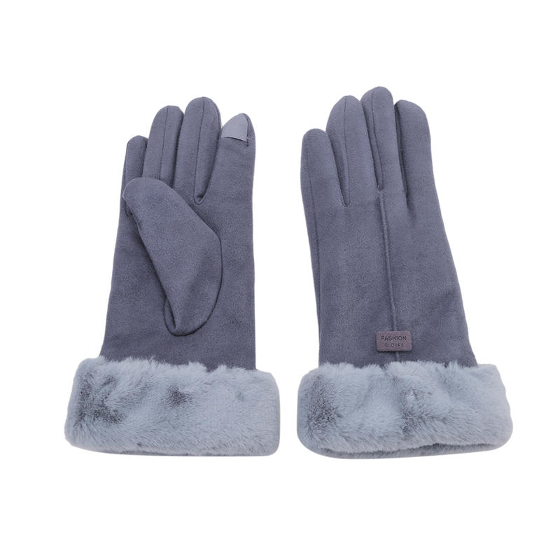 Women’s Winter Warm Touch Screen Gloves Suede Leather Double Thick Velvet Plush Wrist Cycling Driving Outdoor Cold-Resistant Mittens