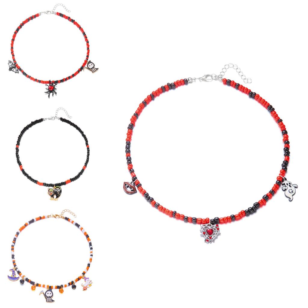 Spooky Black Bird Bat Charm Necklace With Electroplated Finish For Festival Accessories