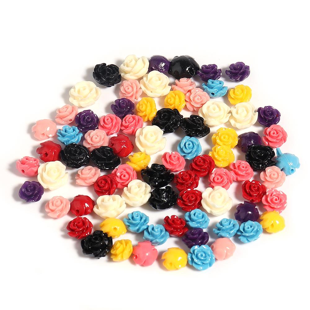 10Pcs 6/8/10/12/15mm Colorful Imitation Coral Flower Beads Loose Spacer Resin Beads For DIY Charms Bracelet Earrings Accessories