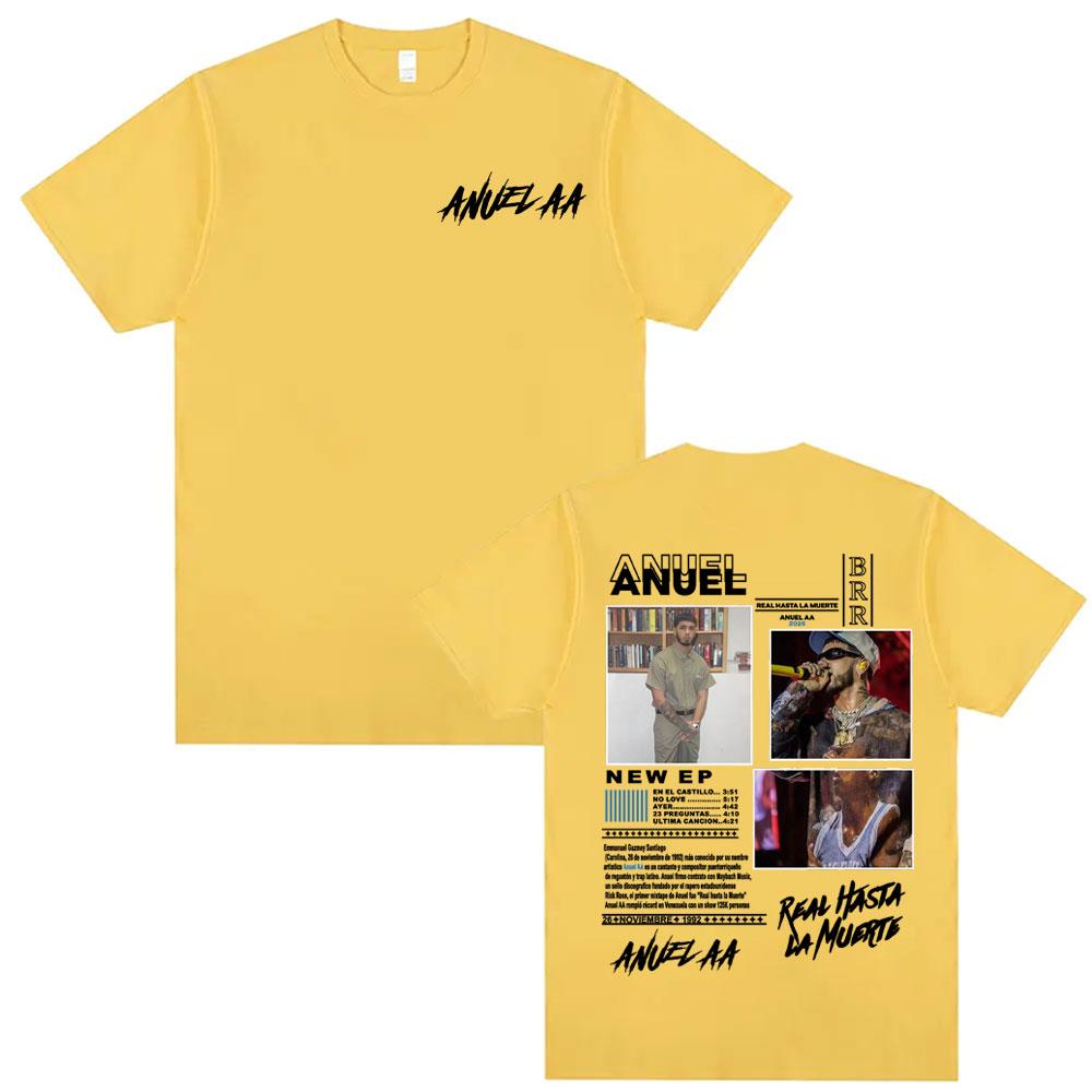 Anuel AA Real Hasta La Muerte Album Cover T Shirts Mens Clothing Summer High Street Tshirts 100 Cotton Short Sleeve T Shirt