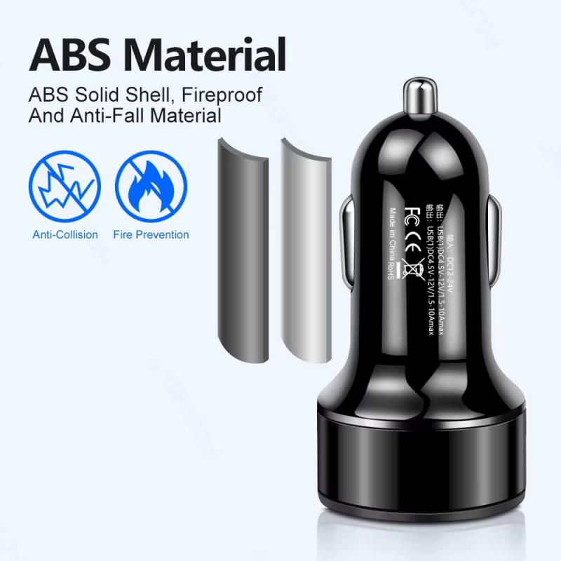 240W Autoladegerät Duale USB-Anschlüsse 120W Superschnellladung mit Digitalanzeige Schnellladeadapter für iPhone Samsung Xiaomi