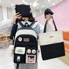 Backpack New Fashion Casual Foreign Style Simple Large Capacity Double Pocket Backpack Korean Version Small Fresh Five-piece Backpack