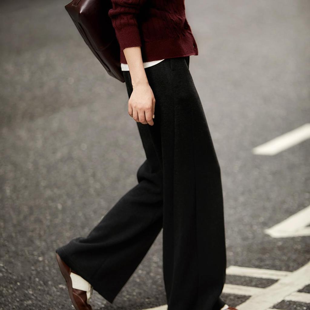 Free Pants In Winter Style and Texture Casual Slim Casual Pants with Belt