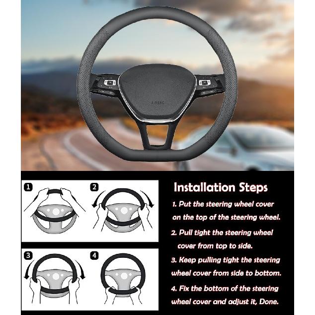 XHRING D-Shaped Car Steering Wheel Cover For Volkswagen VW Atlas Tiguan ID.4 Taos Passat Golf Jetta Beetle Polo GTI CC Touareg SE SEL R-Line S Cross
