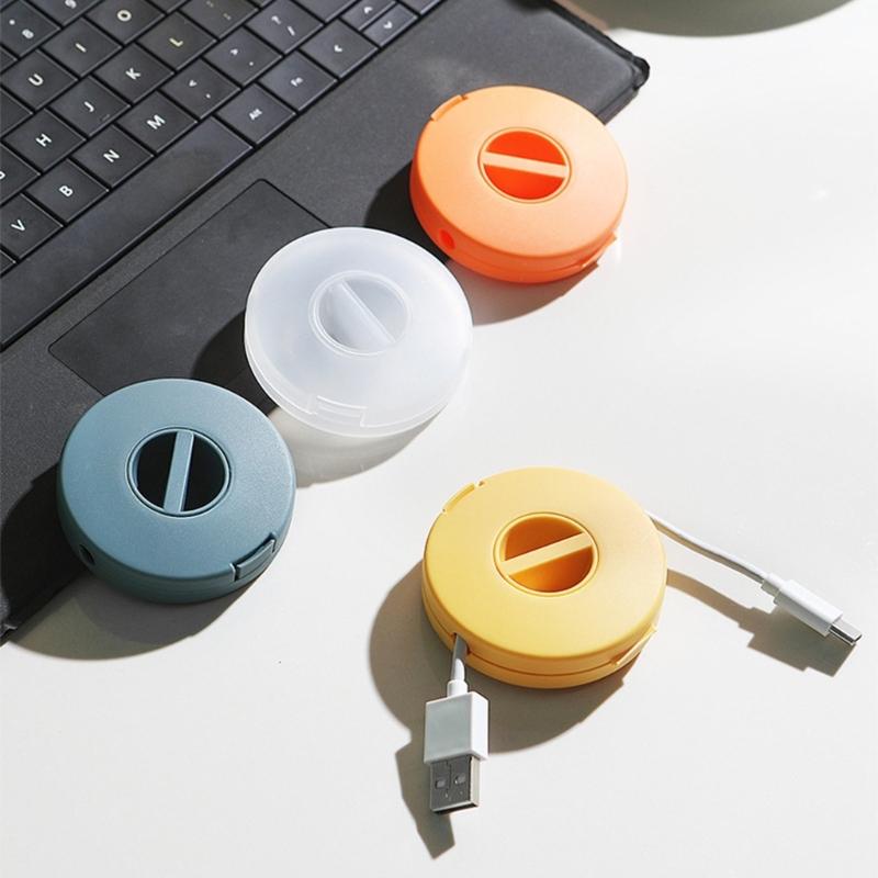 Rotatable Wire Winder Box Portable Round Wire Organizers Cord Cable Winder Management Storage Box Charging Data Line
