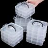 3-layers Plastic Storage Box Detachable Crafts Tool Case  Rings Jewelry Display