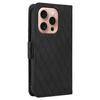 For iPhone 16 Pro Case Rhombus Grid PU Leather Wallet Mobile Phone Cover