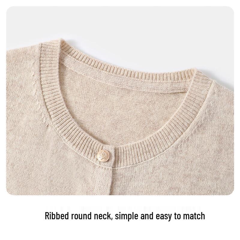 Navigare Girls' Elegant Wool Blend Round Neck Cardigan